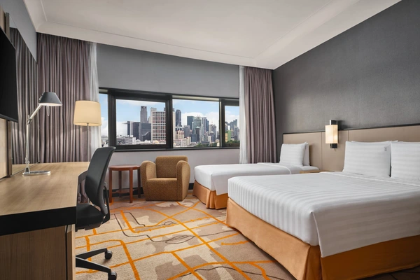 Double and 1 Single Standard City View Lounge Access